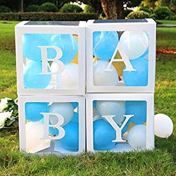 4pcs Baby Shower Decoration Boxes Plastic Paper Cube Letters Wedding Party